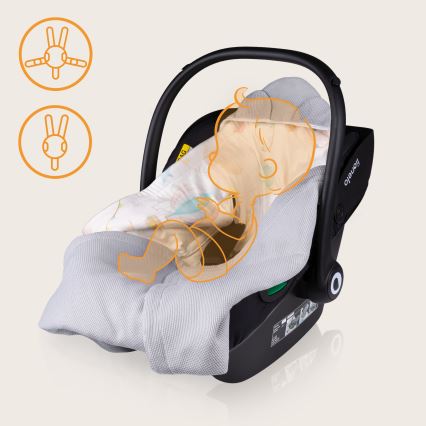 Lionelo - Wikkeldoek voor autostoel TRAVEL SWADDLE 90x90 cm Grijs Ballon