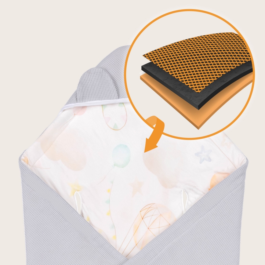 Lionelo - Wikkeldoek voor autostoel TRAVEL SWADDLE 90x90 cm Grijs Ballon