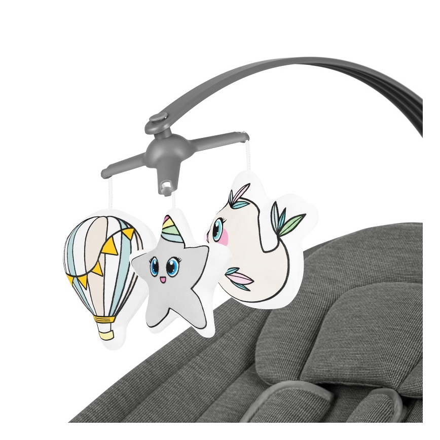 Lionelo - Wipstoel met melodie BLOSSOM Grey Concrete + afstandsbediening