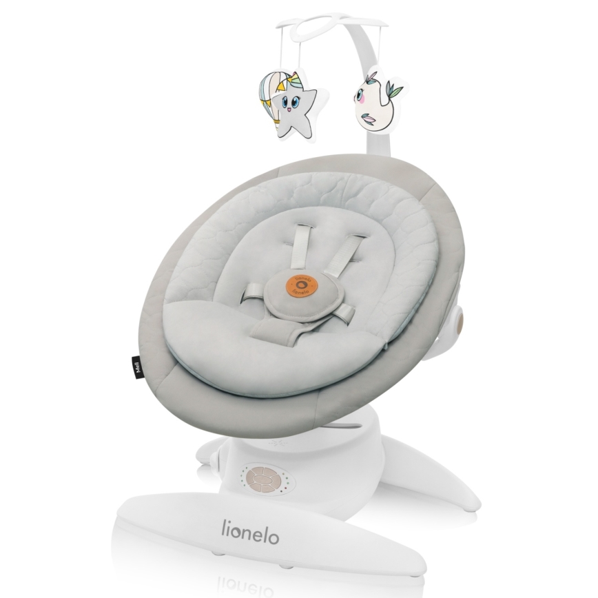 Lionelo - Wipstoel met melodie MELL Beige Sand 4xAA + afstandsbediening