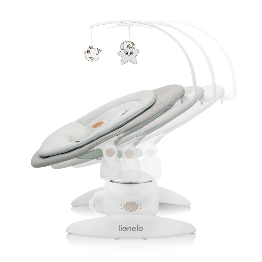 Lionelo - Wipstoel met melodie MELL Beige Sand 4xAA + afstandsbediening