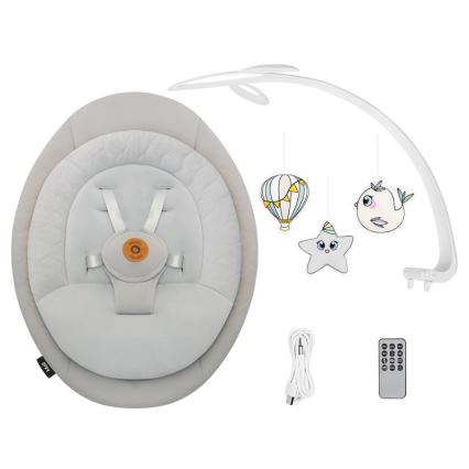 Lionelo - Wipstoel met melodie MELL Beige Sand 4xAA + afstandsbediening