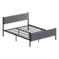 Lit 2 places en métal KAROM 120 x 200 cm, gris — supporte jusqu