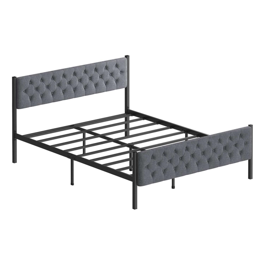 Lit 2 places en métal KAROM 120 x 200 cm, gris — supporte jusqu'à 120 kg
