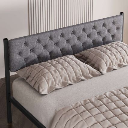 Lit 2 places en métal KAROM 120 x 200 cm, gris — supporte jusqu'à 120 kg