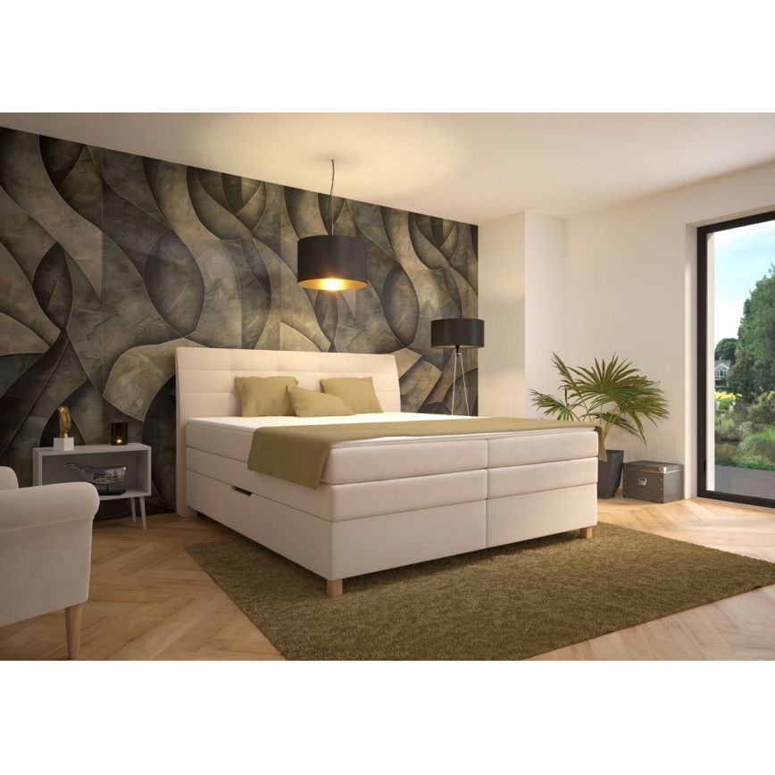 Lit à sommier tapissier avec matelas BEA 180x200 cm beige