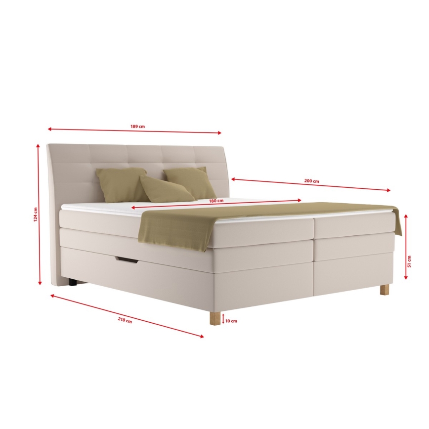 Lit à sommier tapissier avec matelas BEA 180x200 cm beige