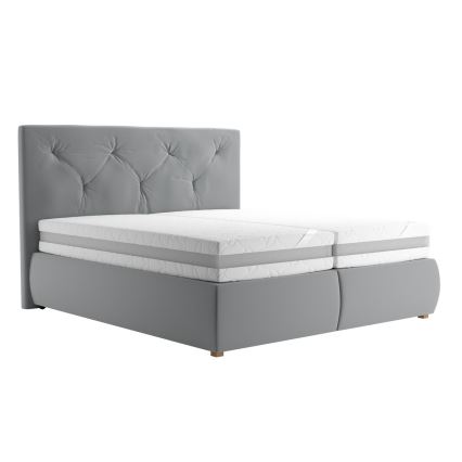 Lit à sommier tapissier avec matelas et surmatelas ELEN 180x200 cm gris