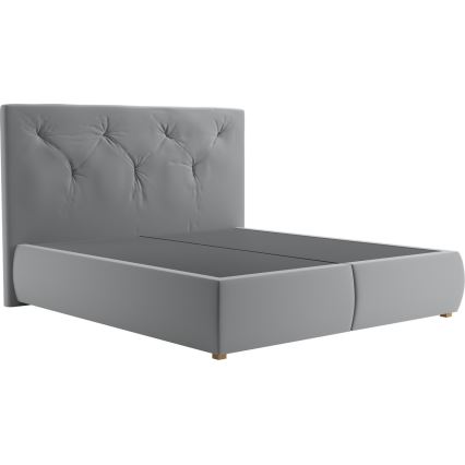 Lit à sommier tapissier avec matelas et surmatelas ELEN 180x200 cm gris