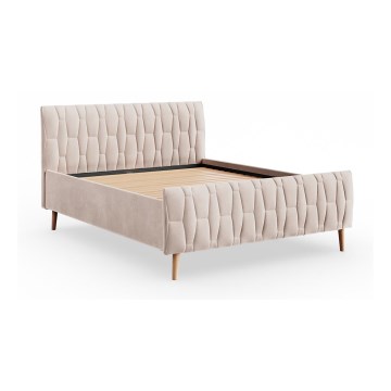 Lit avec tapisserie sans matelas FLORA 160x200 cm beige