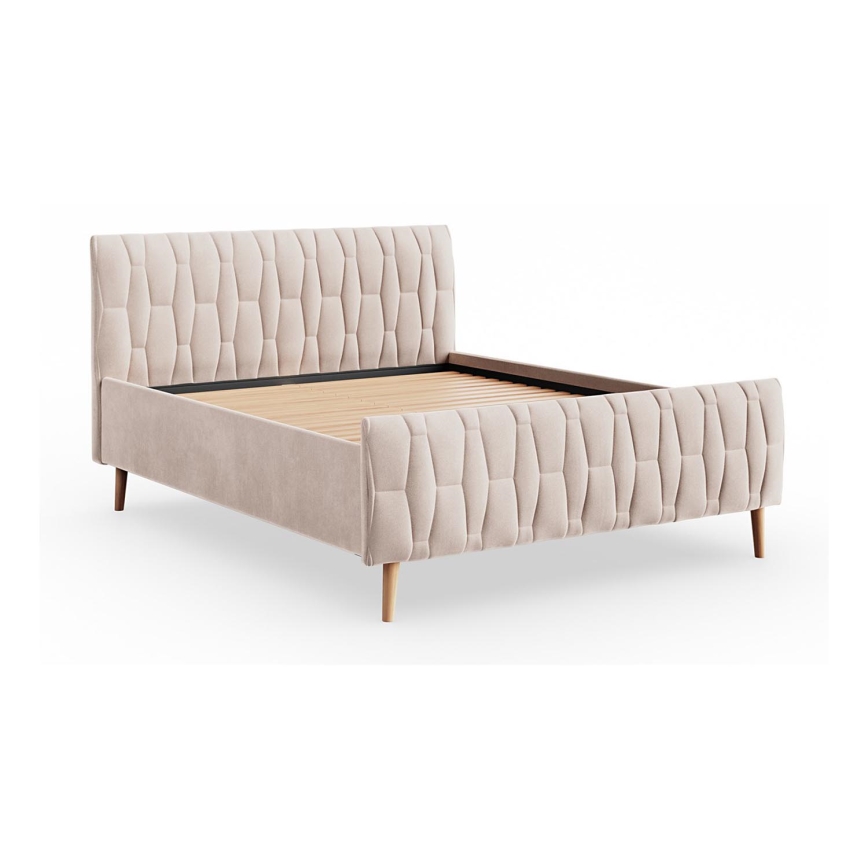Lit avec tapisserie sans matelas FLORA 160x200 cm beige