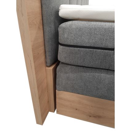 Lit Boxspring avec matelas et surmatelas avec espace de rangement JASMINE 180x200 cm gris