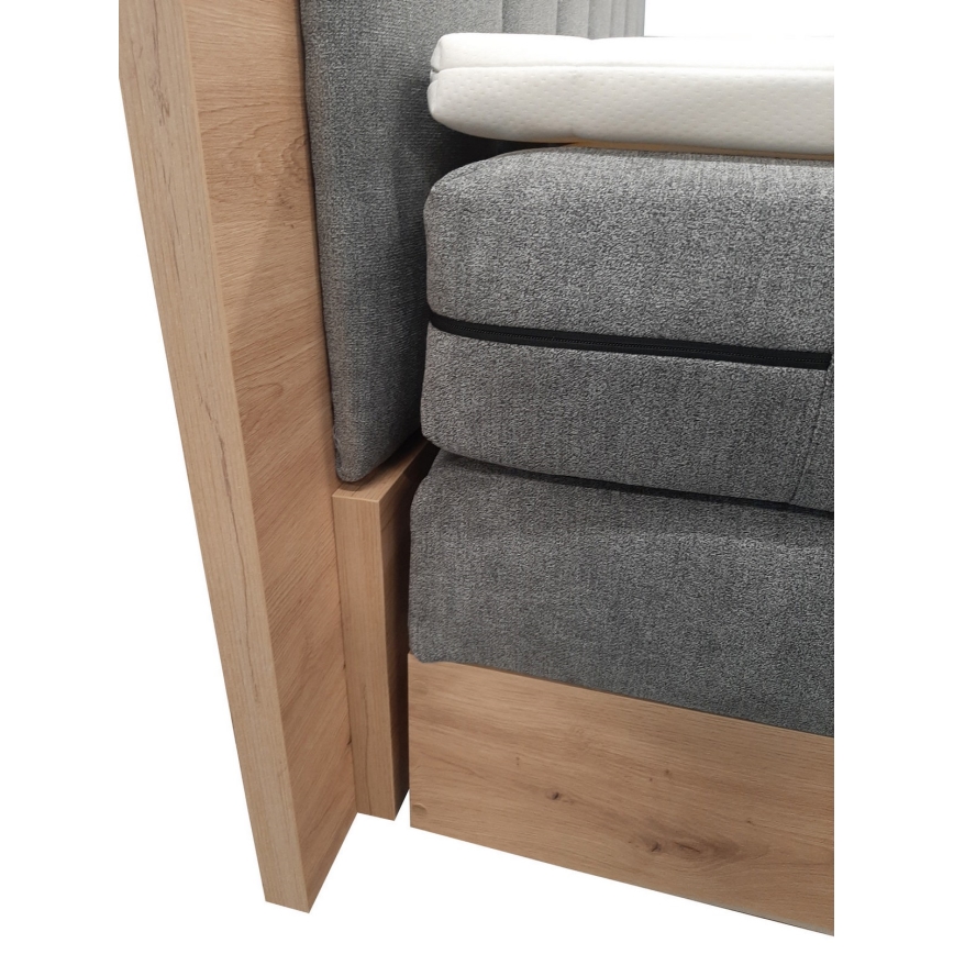 Lit Boxspring avec matelas et surmatelas avec espace de rangement JASMINE 180x200 cm gris