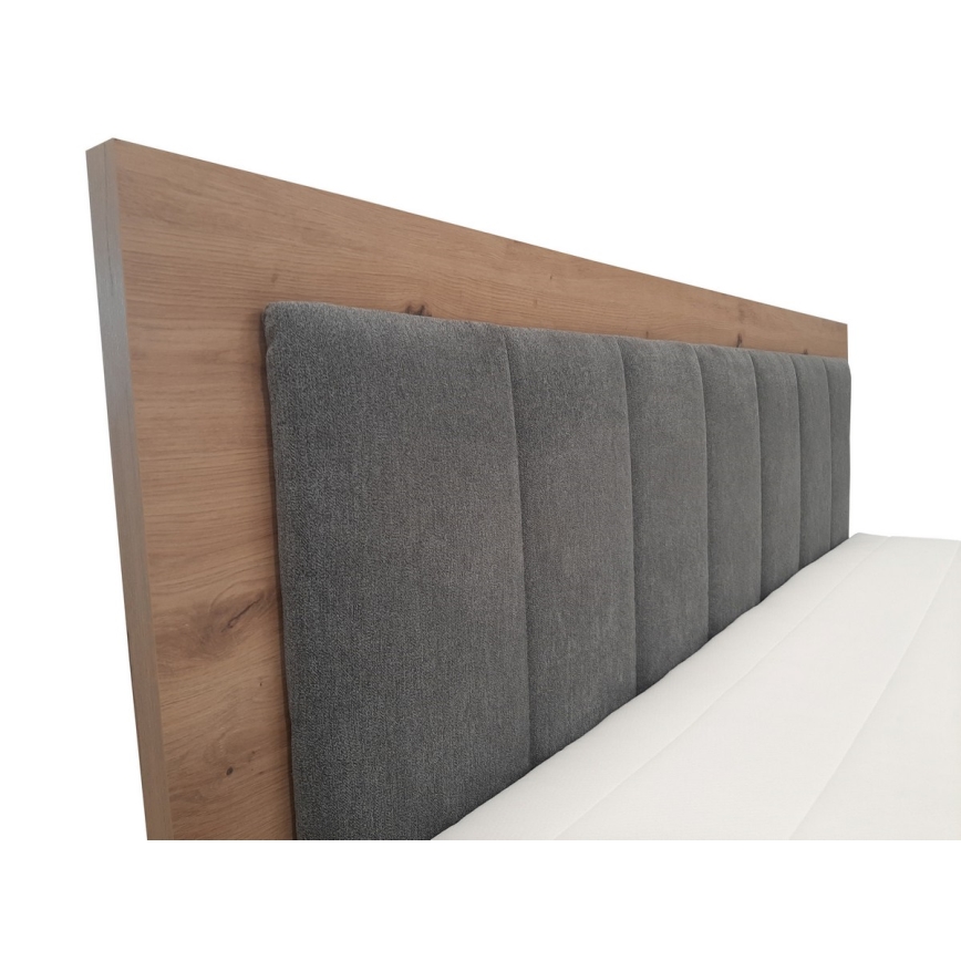 Lit Boxspring avec matelas et surmatelas avec espace de rangement JASMINE 180x200 cm gris