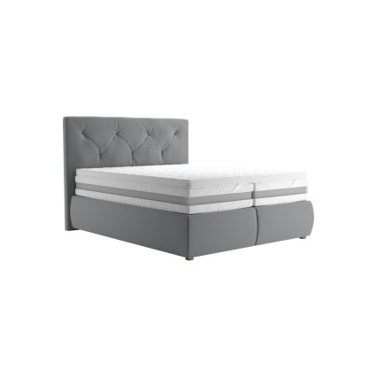 Lit boxspring avec matelas et surmatelas ELEN 160x200 cm gris