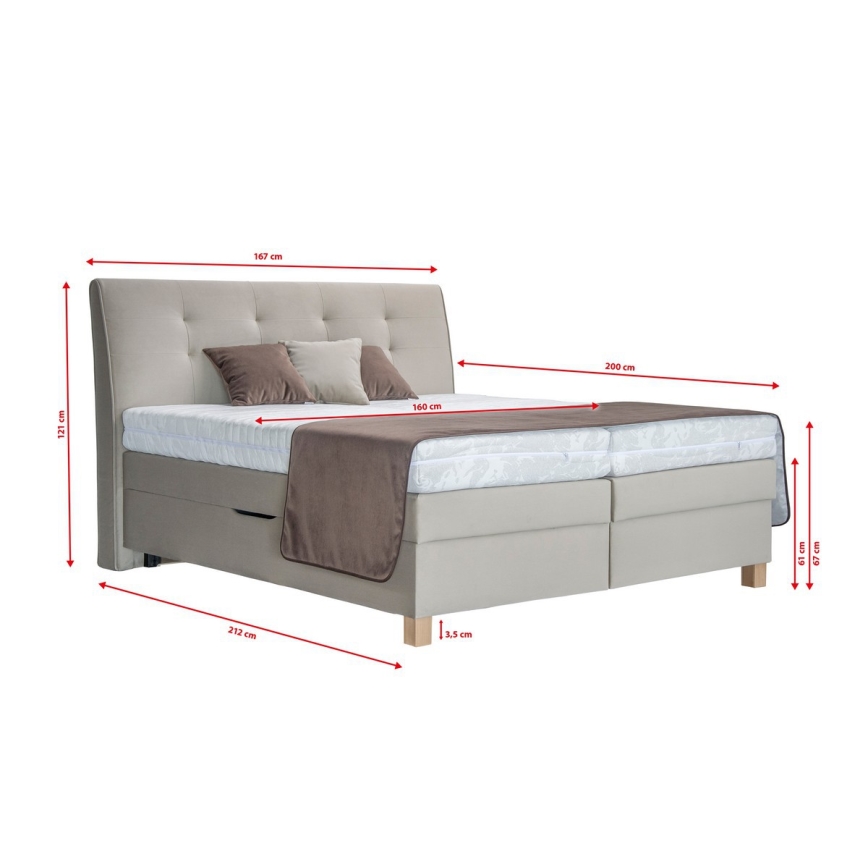 Lit boxspring BEA avec matelas 160x200 cm, beige