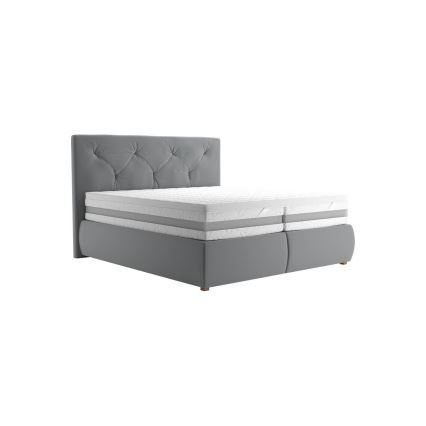 Lit boxspring ELEN 180x200 cm avec matelas et surmatelas, gris