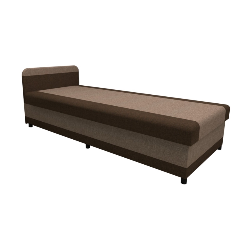 Lit coffre rembourré TALI 80 x 202 cm marron/beige