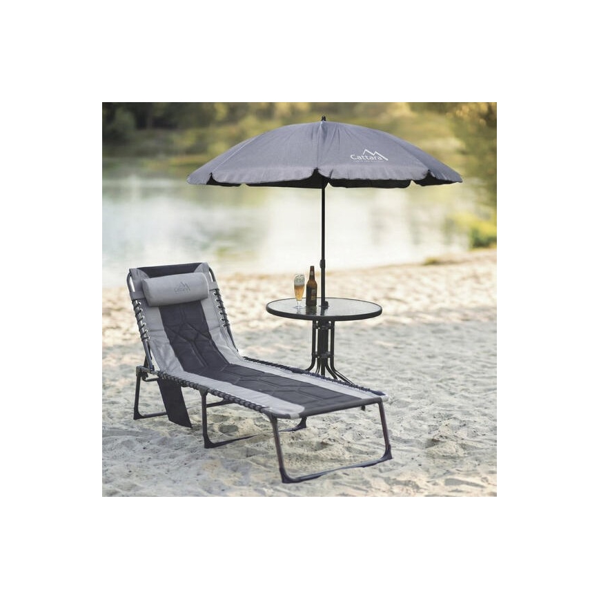 Lit de camping pliant gris