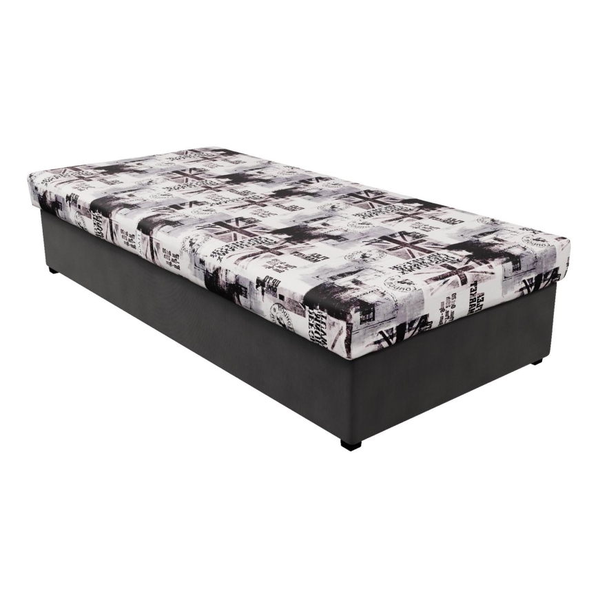 Lit de jour avec matelas à ressorts et espace de stockage NOE 90x200 gris/noir