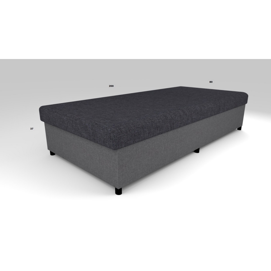 Lit de jour capitonné avec un espace de stockage CORY 80x200 gris
