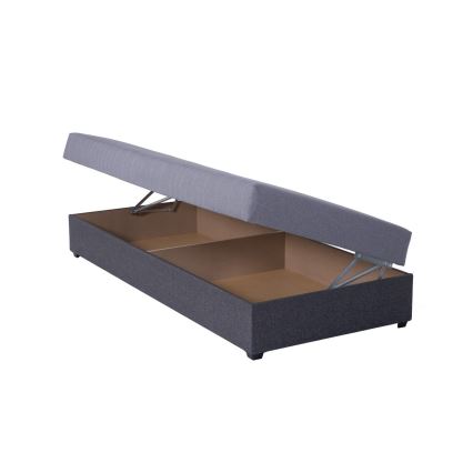 Lit de jour capitonné avec un espace de stockage JACOB XL capacité de charge 130 kg 90x200 cm gris
