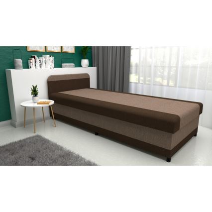 Lit de jour capitonné avec un espace de stockage TALI 80x202 marron/beige
