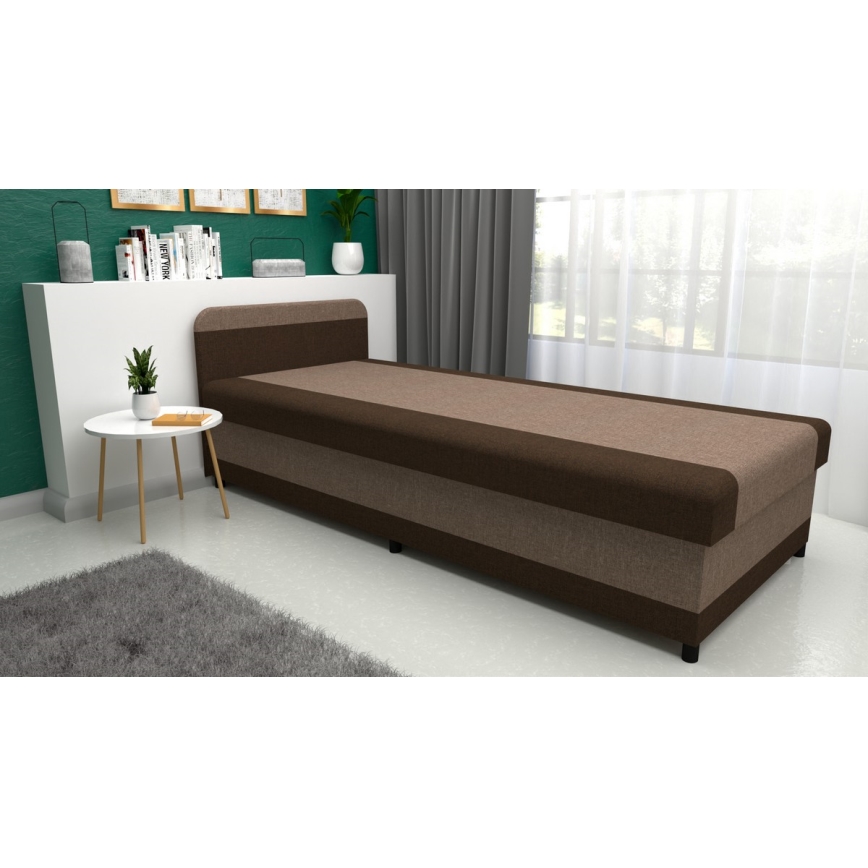 Lit de jour capitonné avec un espace de stockage TALI 80x202 marron/beige