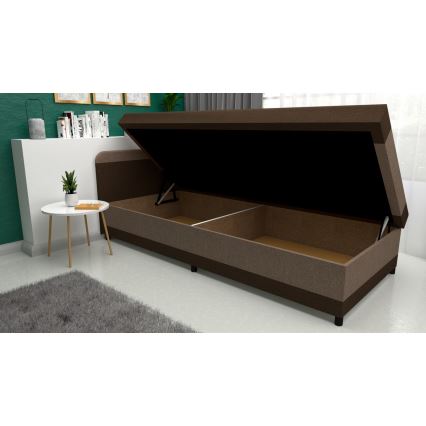 Lit de jour capitonné avec un espace de stockage TALI 80x202 marron/beige