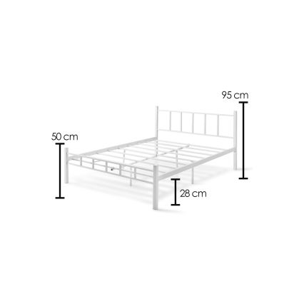 Lit deux places en métal ORMEL 120 x 200 cm, blanc — charge maximale 120 kg