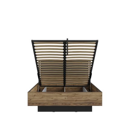 Lit double avec rangement OREN 140x200 cm marron/noir