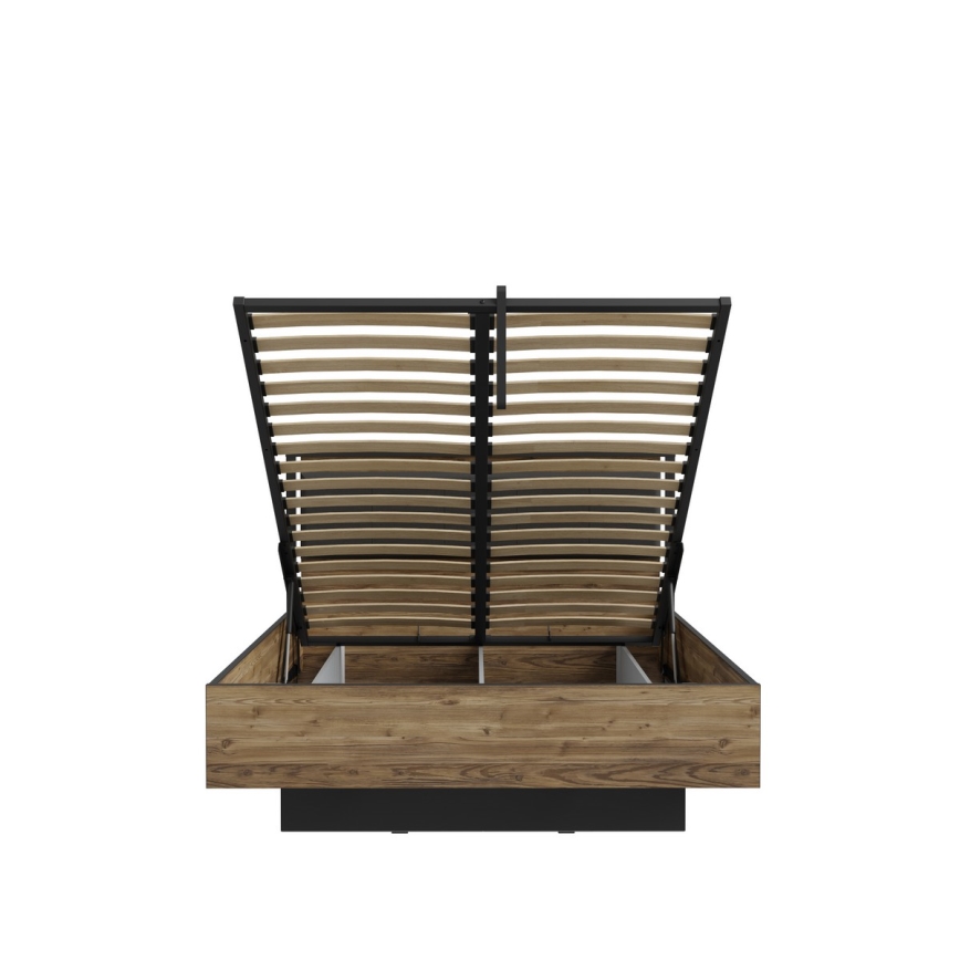 Lit double avec rangement OREN 140x200 cm marron/noir