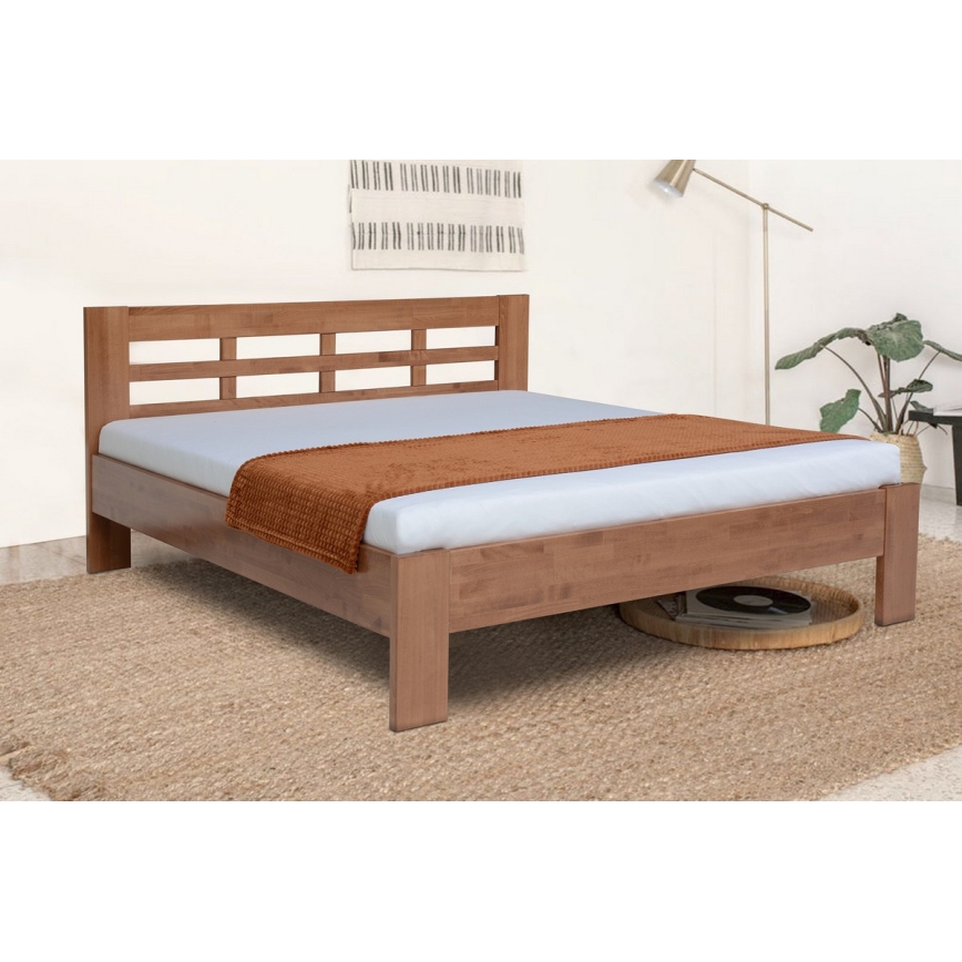Lit double en bois massif ANGELA 180x200 cm prune