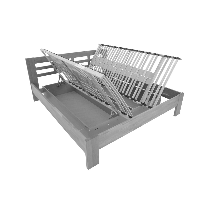 Lit double en bois massif avec espace de rangement ANGELA 180x200 cm hêtre