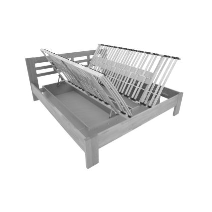 Lit double en bois massif avec espace de rangement ANGELA 180x200 cm prune