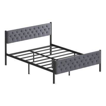 Lit double en métal KAROM 140x200 cm, gris, capacité de charge 200 kg
