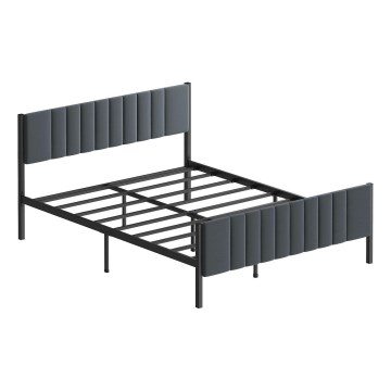 Lit double en métal LUNOR 140 x 200 cm, finition anthracite, capacité maximale 200 kg