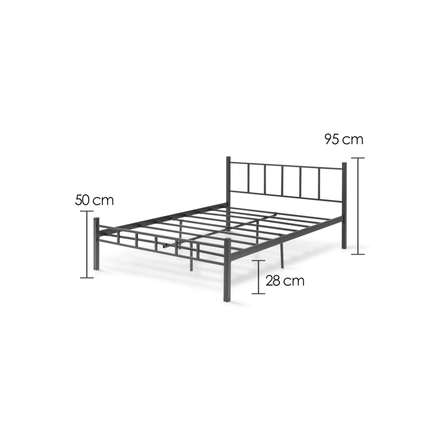 Lit double en métal ORMEL 160 x 200 cm, noir, charge maximale 200 kg