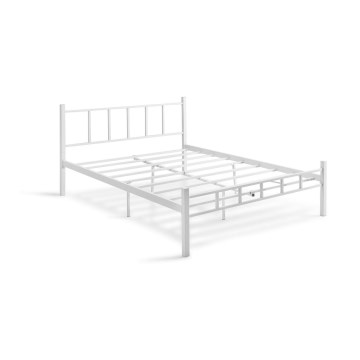 Lit double en métal ORMEL 160x200 cm, finition blanche, capacité de charge 200 kg