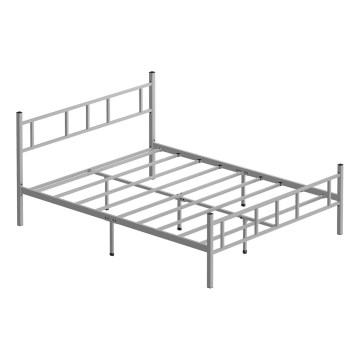 Lit double en métal PIRON 140x200 cm, blanc — charge maximale 200 kg