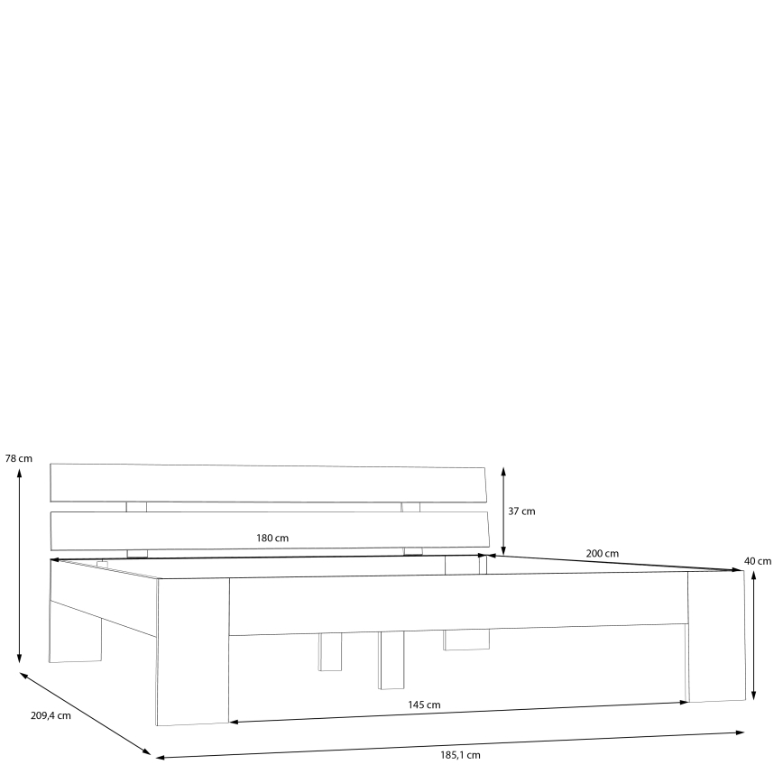 Lit double PIROA 180x200 cm beige