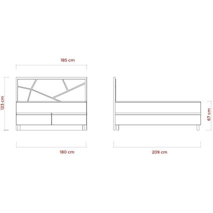 Lit double rembourré avec matelas et espace de rangement NAOMI 180x200 cm beige