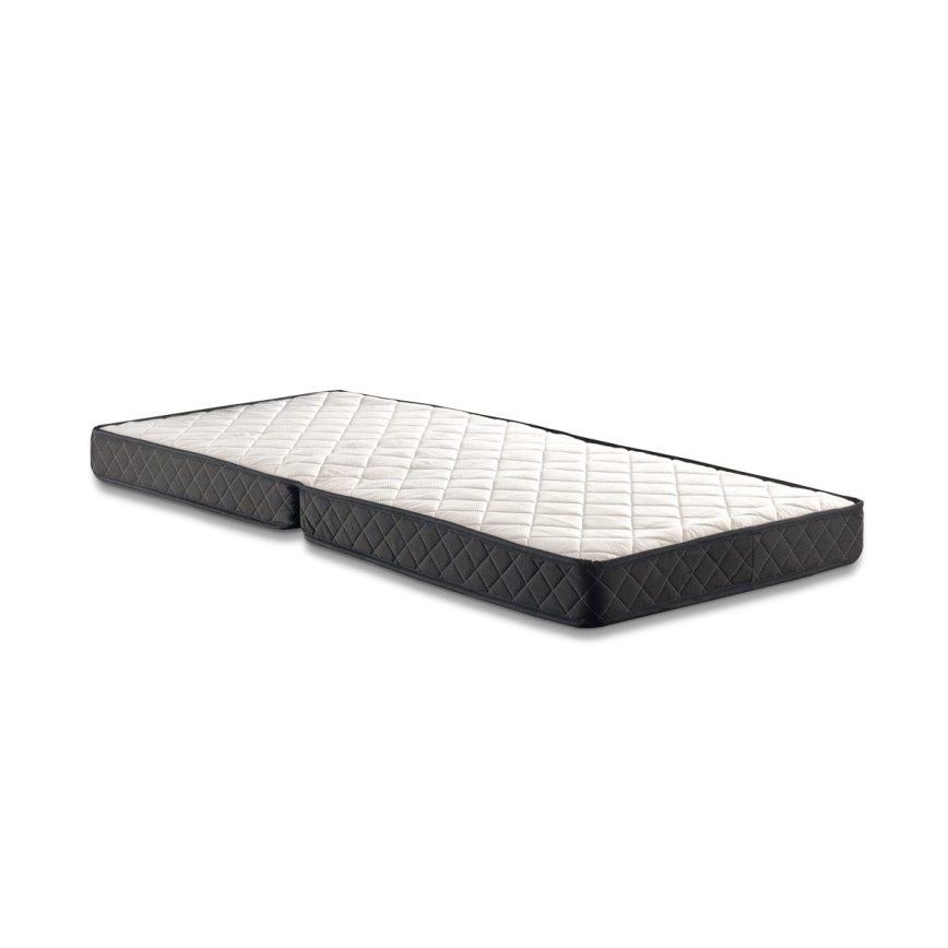 Lit pliant en métal avec matelas HERON 90 x 204 cm, blanc