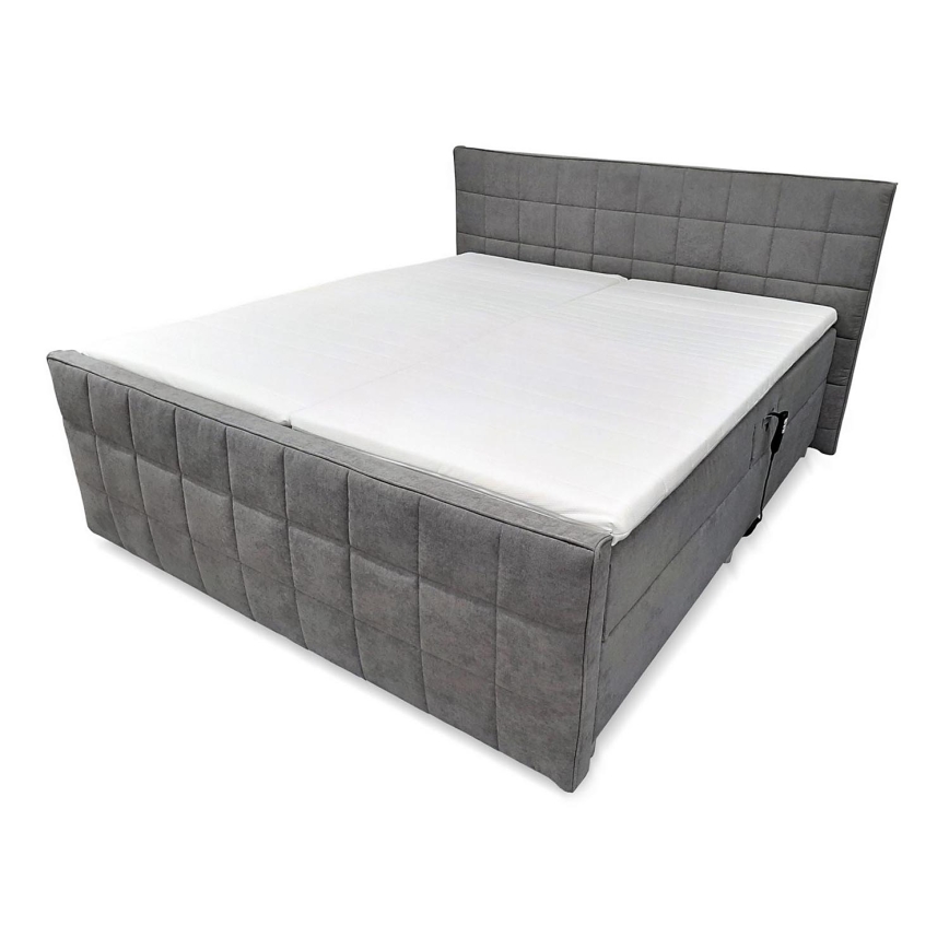 Lit rembourré à réglage électrique avec matelas et surmatelas HELEN 180x200 cm gris