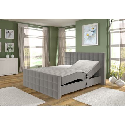 Lit rembourré à réglage électrique avec matelas et surmatelas HELEN 180x200 cm gris