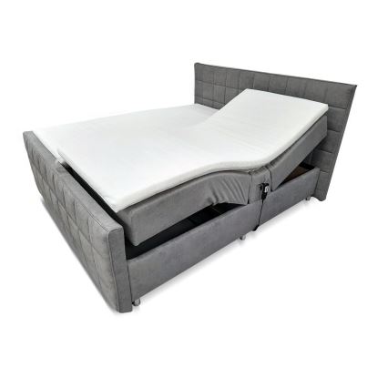 Lit rembourré à réglage électrique avec matelas et surmatelas HELEN 180x200 cm gris