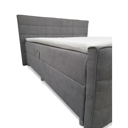 Lit rembourré à réglage électrique avec matelas et surmatelas HELEN 180x200 cm gris