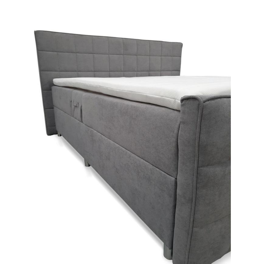 Lit rembourré à réglage électrique avec matelas et surmatelas HELEN 180x200 cm gris