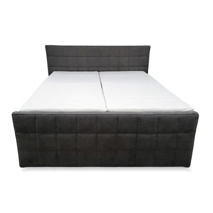 Lit rembourré à réglage électrique avec matelas et surmatelas HELEN 180x200 cm gris