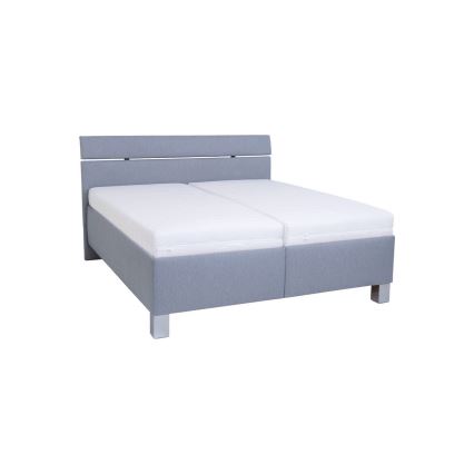 Lit rembourré ALIS 160 x 200 cm avec matelas et coffre de rangement, gris clair